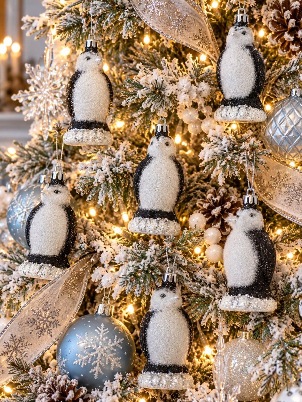Martha Stewart Living Arctic Holiday Penguin Ornaments – 6 Piece Set NIB